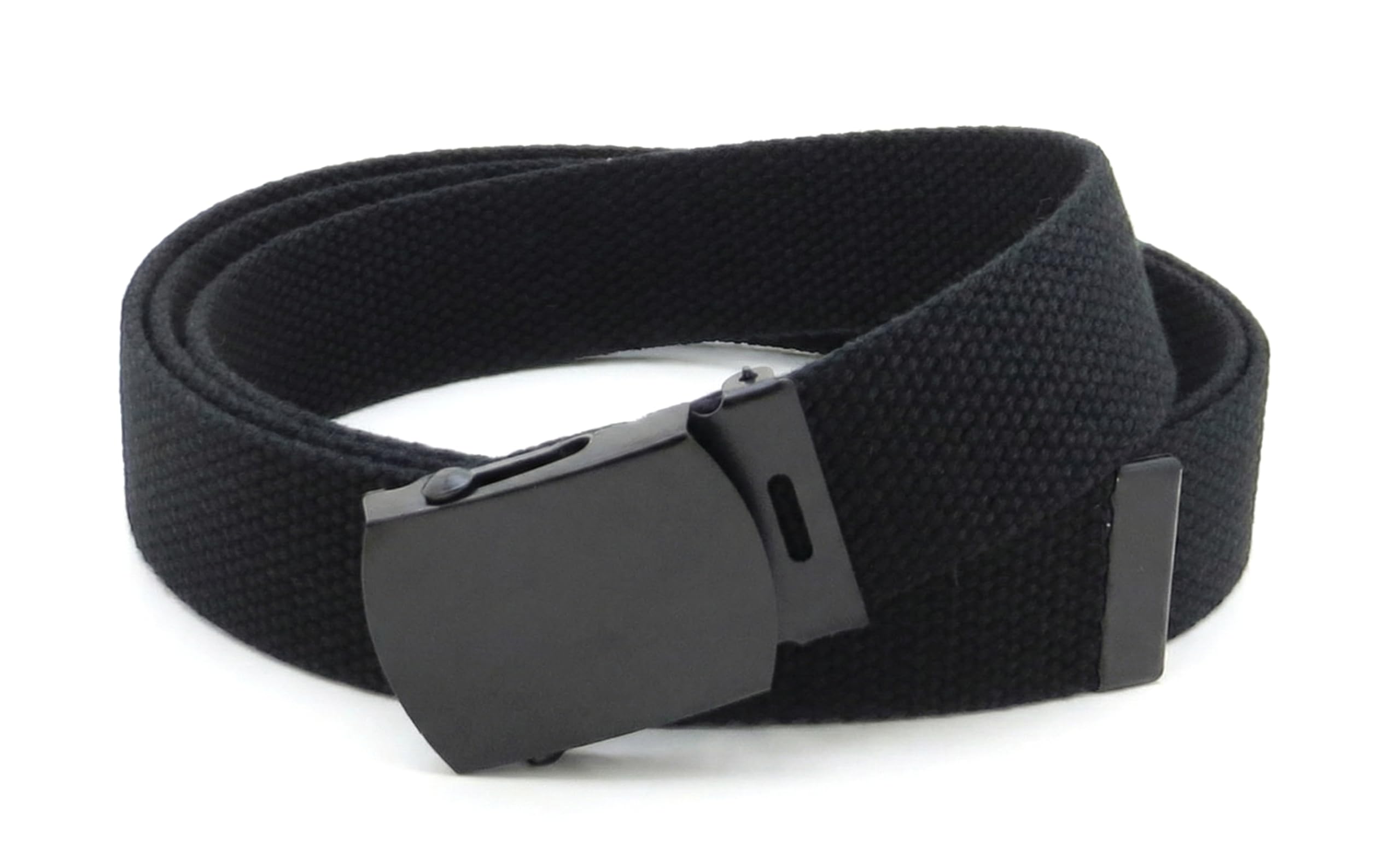 Canvas Web Belt Military Style with Black Buckle and Tip 56" Long Many Colors