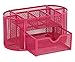 PAG Office Supplies Desktop Organizers and Accessories Storage Caddy with Drawer Mesh Pencil Holder Set for Women Girls, Rose Red