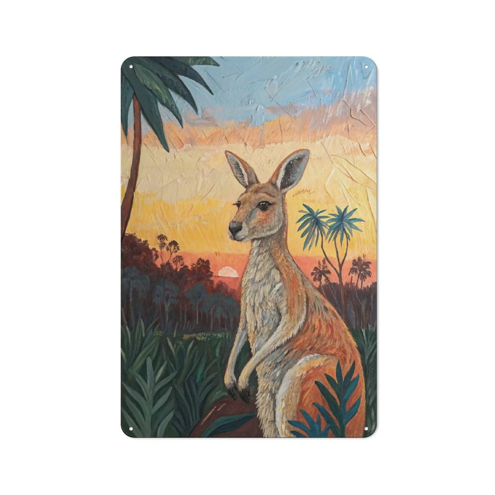 Kangaroo at Sunset Vintage Tin Sign 30x20cm for Café Or Restaurant, Suited to Café Owners And Decorators