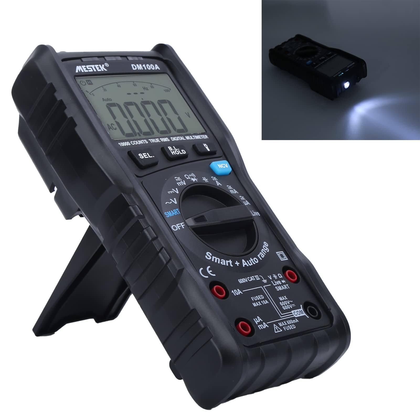 Multimetro Digitale DM100A Tester di Tensione e Corrente Portatile Ad Alta Precisione per Test Elettrici con Design Compatto e Display Chiaro