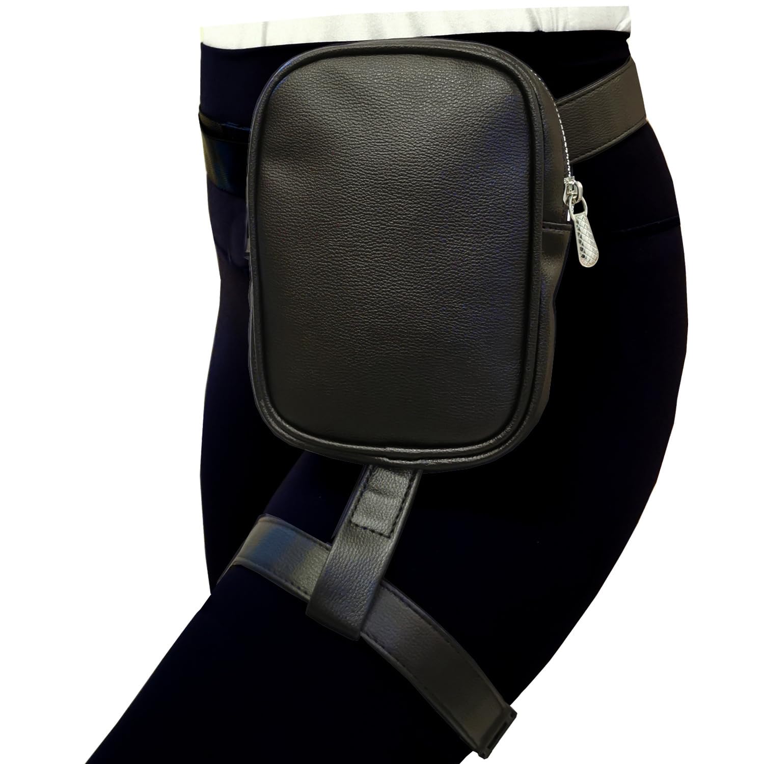 Larswon Plus Size Leg Harness Bag for Women - Synthetic Leather Thigh Pouch Hip Fanny Pack