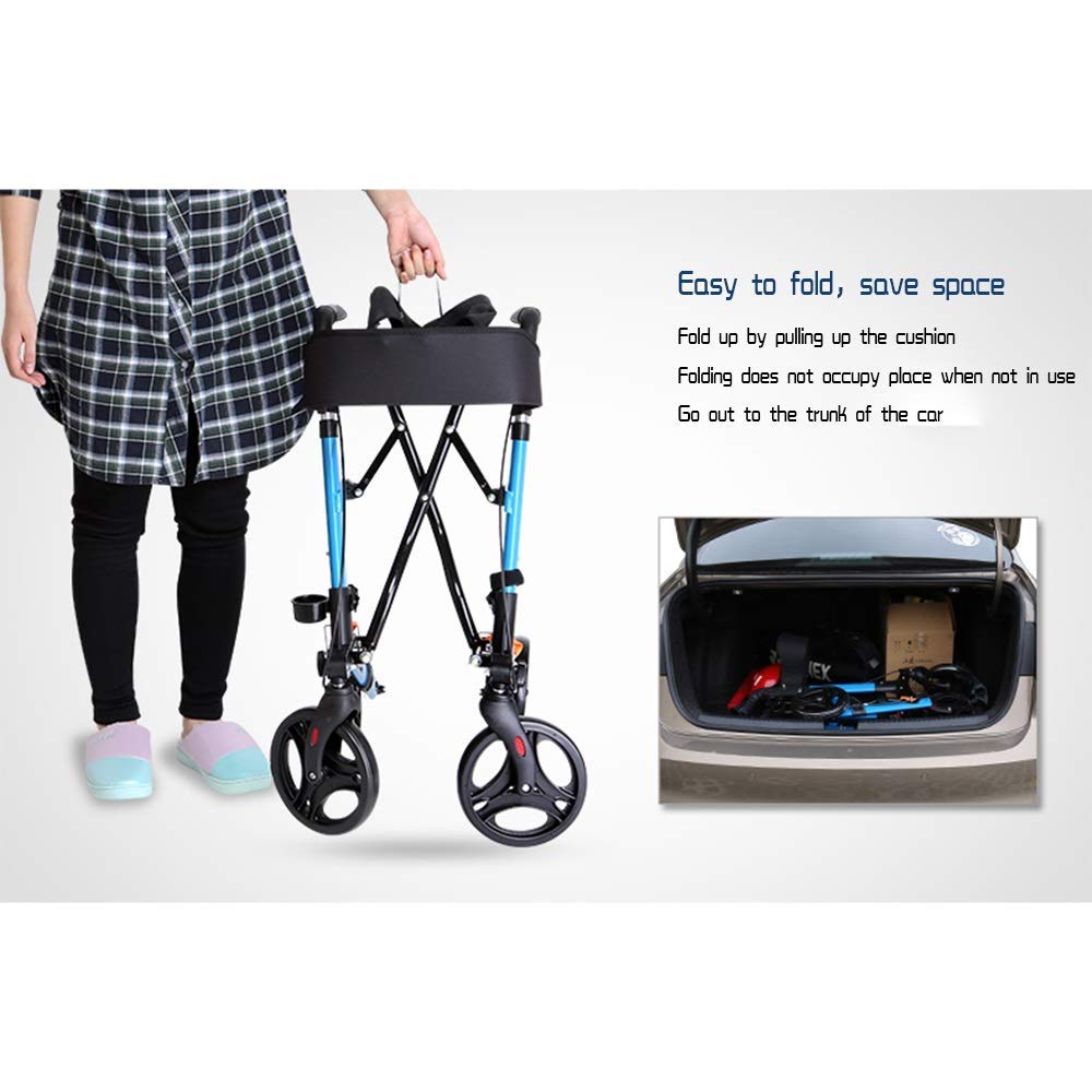Składany Chodzik Typu Rollator Chodziki Typu Rollator Chodzik Typu Rollator Składany Chodzik Typu Rollator, 4 Koła, Medyczny Chodzik Z Siedziskiem I Torbami Do Przechowywania, Pomoc W Poruszaniu Się
