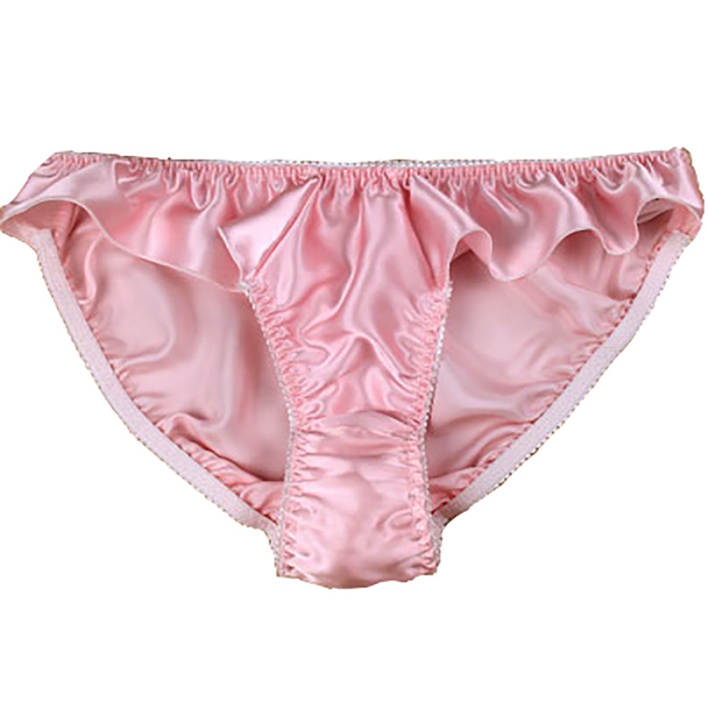 LSHARON Women's Sexy 100% Mulberry Silk Briefs Lingerie Gymnastics Thong Ballet Underwear Panties (M(Tag XL), Pink)