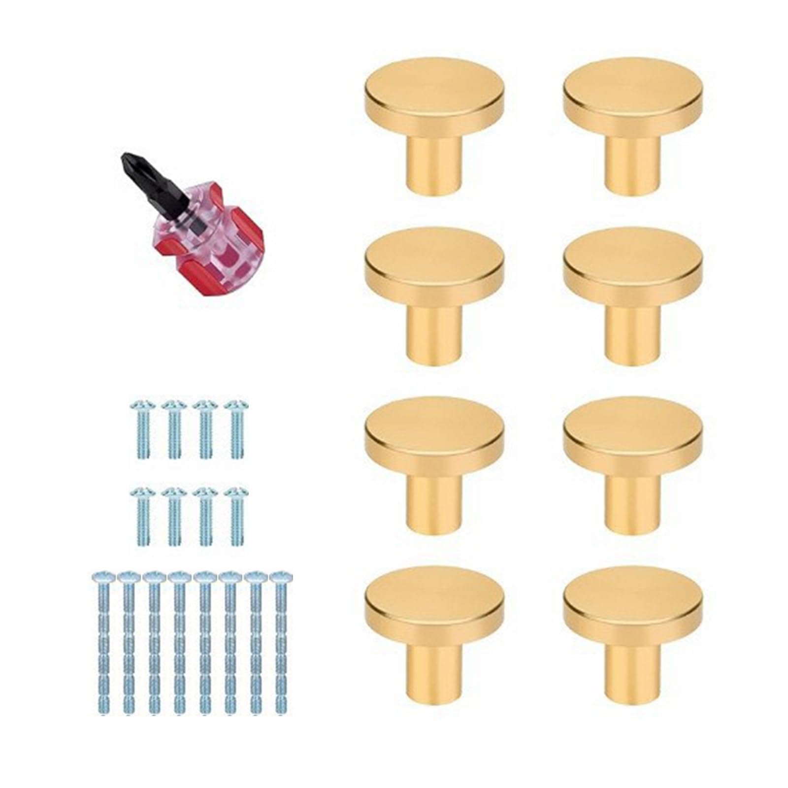Boutons d'armoire en laiton brossé avec visserie pour réparer un meuble usé