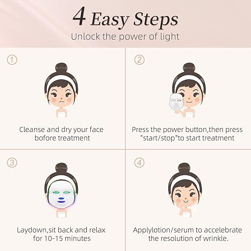 Miniatura 6 de Máscara facial LED, máscara facial de 7 colores LED para la cara, máscara facial LED con cuello para salones de belleza y uso doméstico