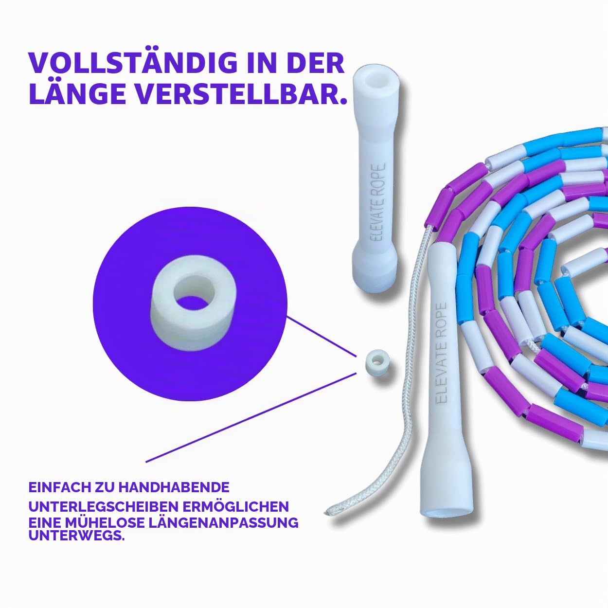 Elevate Rope - Springseil Bundle mit Workout App - 2 x verstellbares Jump Rope - Erwachsene und Kinder - Speed + Perlenseil - Zustand & Tricks - Innen/Außen - Springseil Set