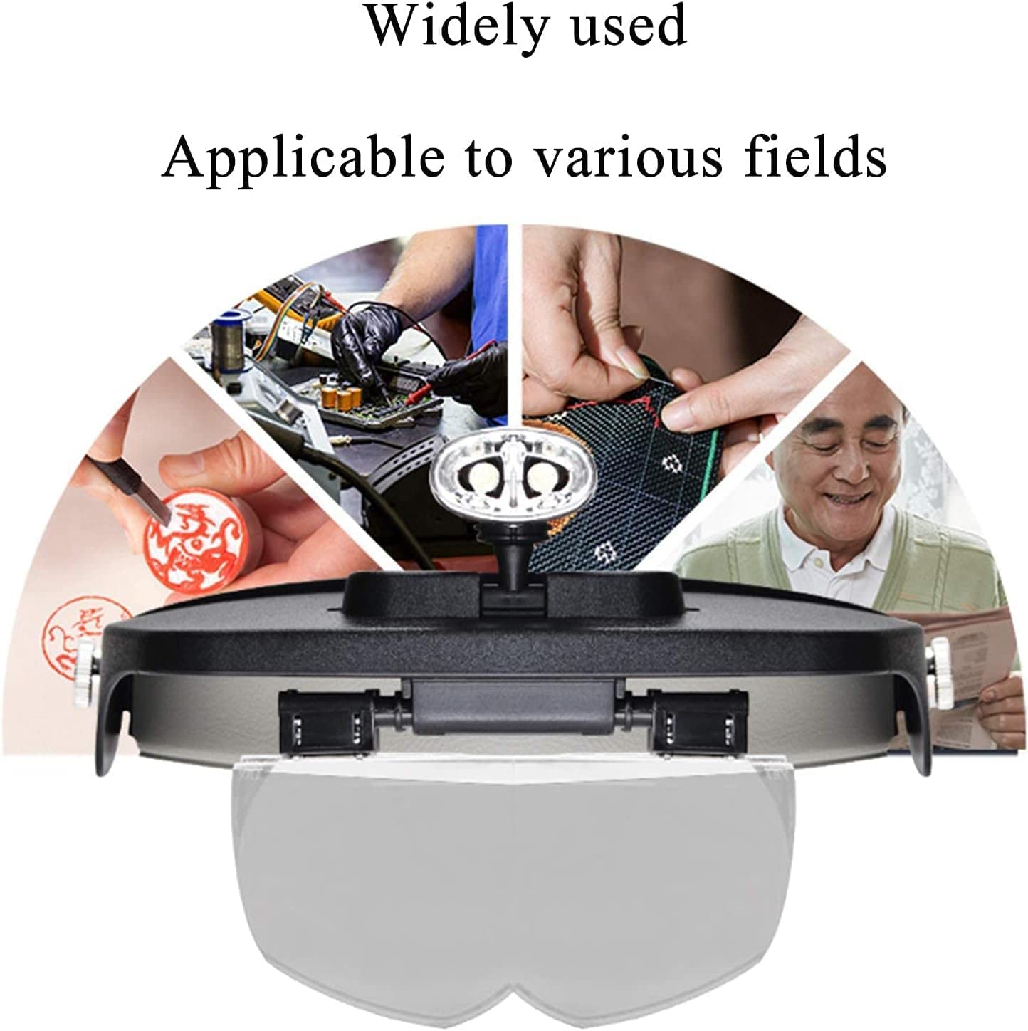 Lupas, Lupa Iluminada con Luz Led, Lupa De Diadema con 4 Lentes Diferentes, para Trabajos De Precisión, Lupa para Joyería, Relojería, Costura, Reparación Electrónica, Lup
