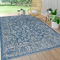 JONATHAN Y SMB100B-8 Tela Bohemian Textured Weave Floral Indoor/Outdoor Navy/Gray 8 ft. x 10 ft. Area-Rug, Coastal,Easy-Cleaning,HighTraffic,LivingRoom,Backyard, Non Shedding