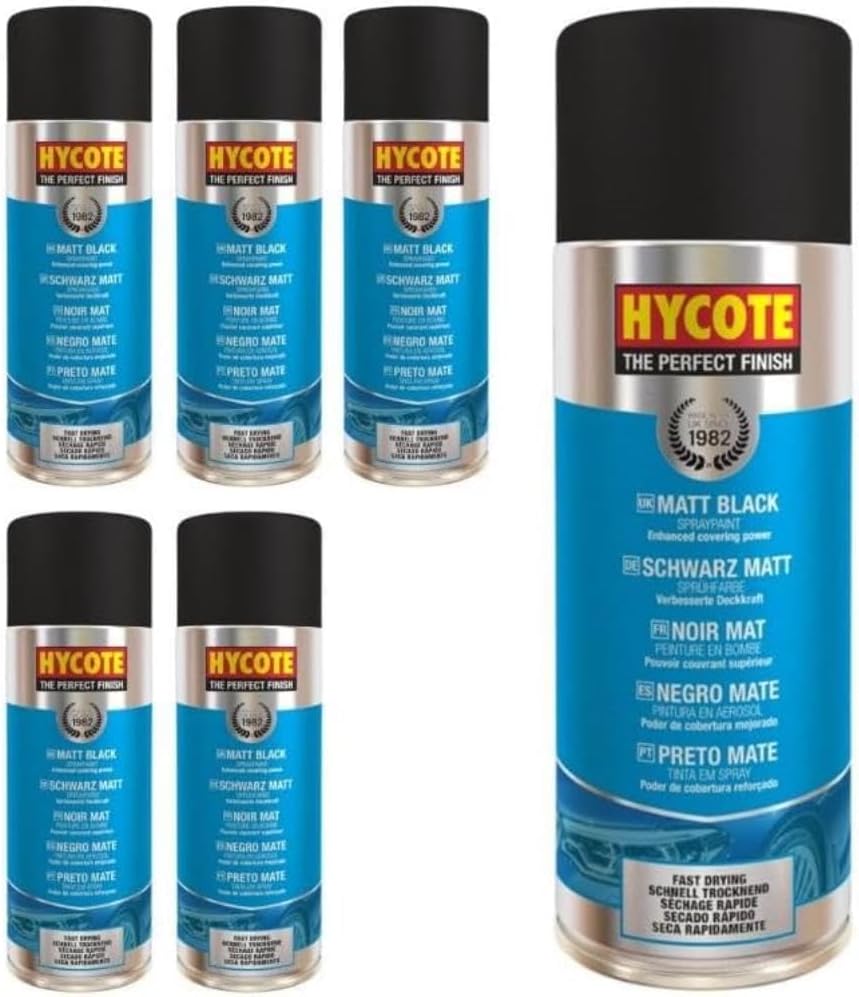 Vernice Spray Auto Hycote Gloss Black 400ml – Asciugatura Rapida Per Multiuso