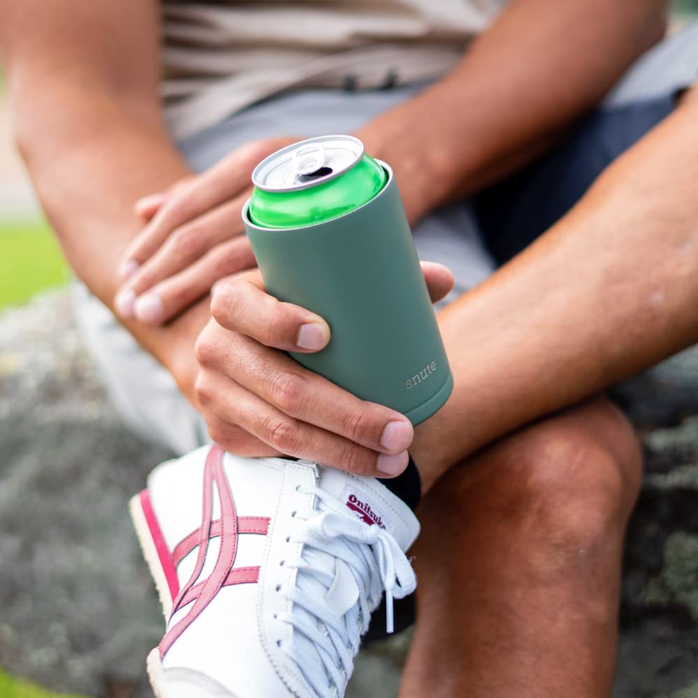 Snute 2-in-1 Can Cooler & Tumbler | Standard Size Stainless Steel Insulated Can Cooler for Hard Seltzer, Beer, Soda, and Energy Drinks | 12oz Insulated (Olive)