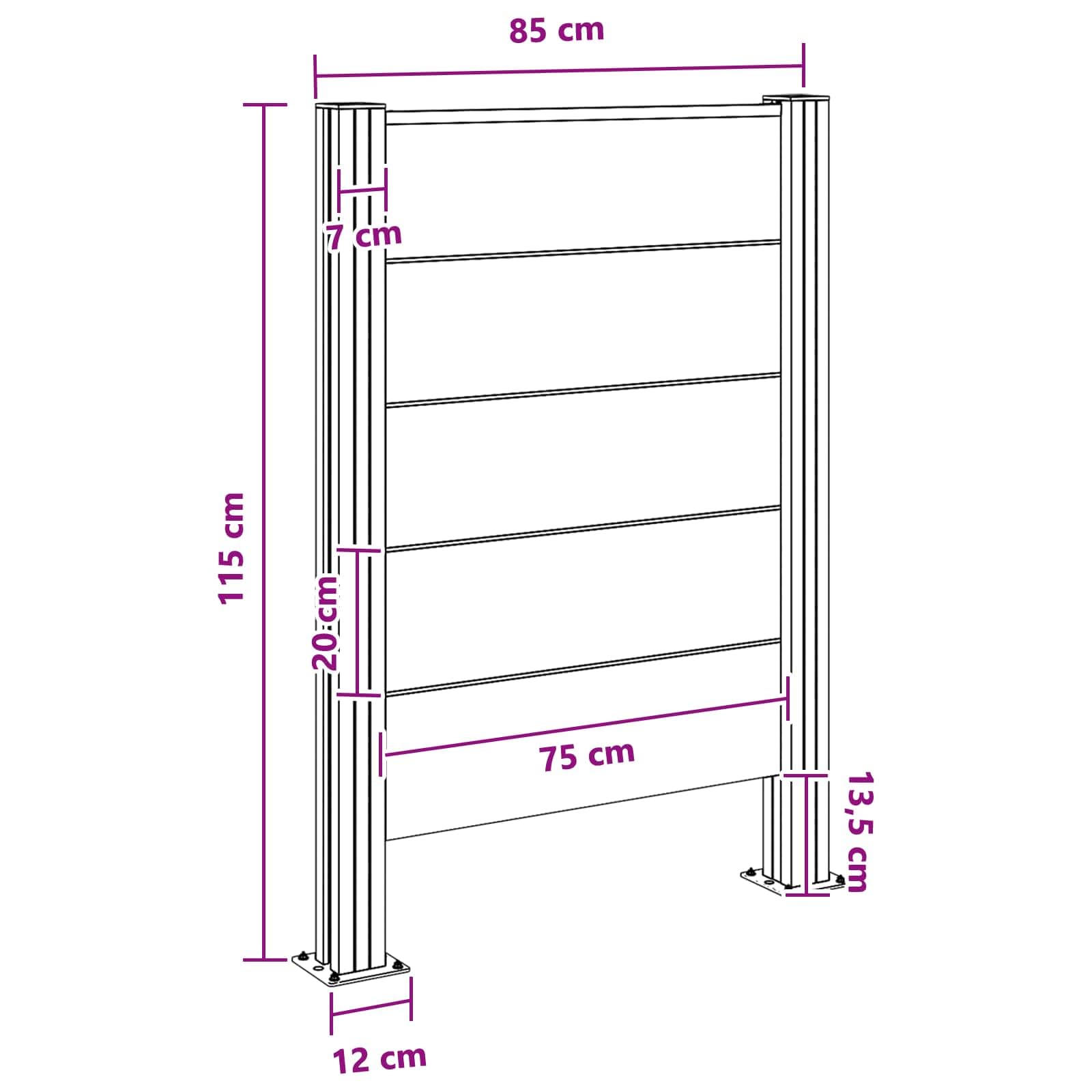 Mülltonnenzaun Grau 85 x 12 x 115 cm Aluminium und WPC, erweiterbar, rost- und korrosionsbeständig für Garten, Terrasse und Vorgarten, modulare Mülltonnenbox Verkleidung