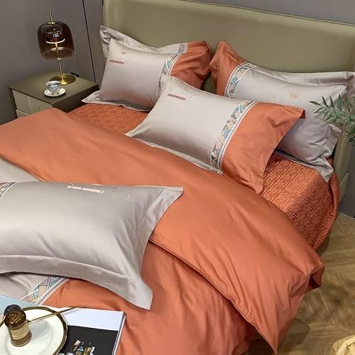 Quul 1000Tc Egyptian Cotton Bedding Set Double Color Bed Linens Flat Sheet Set Bedspread Queen/King Size Bed Cover 4Pcs (Color : D, Size : King Size 4Pcs) #TOP3