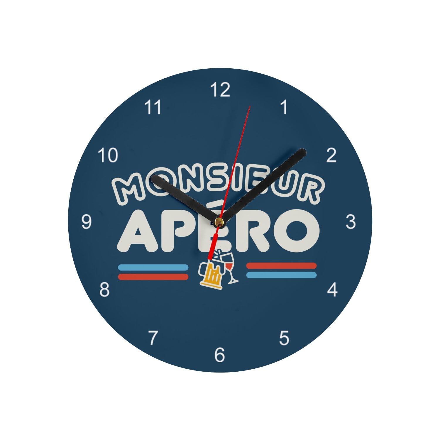 Horloge Murale en Verre Monsieur Apéro Idéale pour Animer Vos Soirées entre Hommes dans le Salon