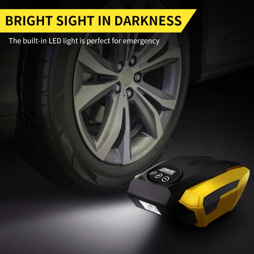 Image of Mrsdry 150psi Air Tyre Inflator for Car and Bike Pump Auto Stop (Yellow)