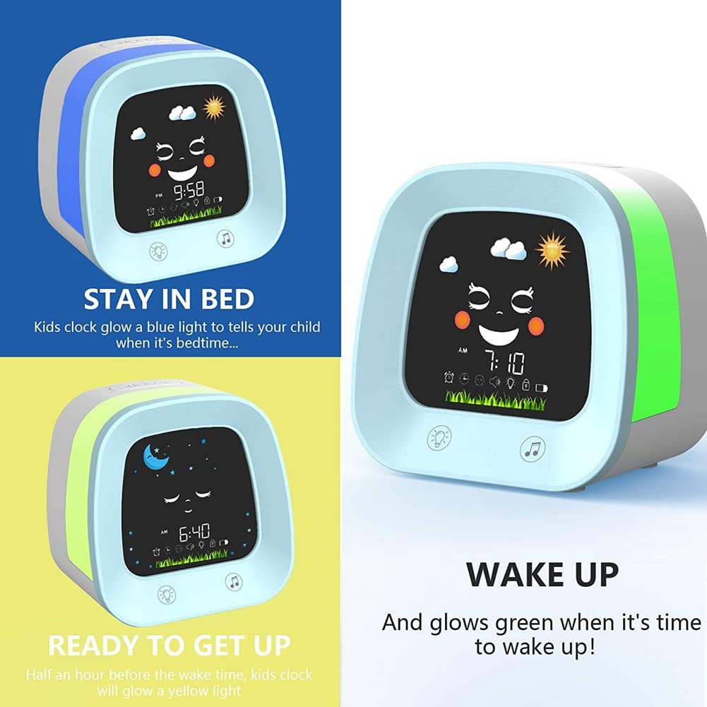 Sveglia Allenamento Sonno Bambini - Con Luci Colorate E 17 Suoni, Timer Pisolino, Verde - Foto 7