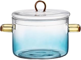 1.5 L/ 53 Fl Oz Clear Glass Pots for Cooking with Lids Saucepan with Cover Simmer Pot Milk Pot Heat-Resistant Glass Stovetop And Pan with Lid, Soup, Milk, Baby Food, Pasta Noodle