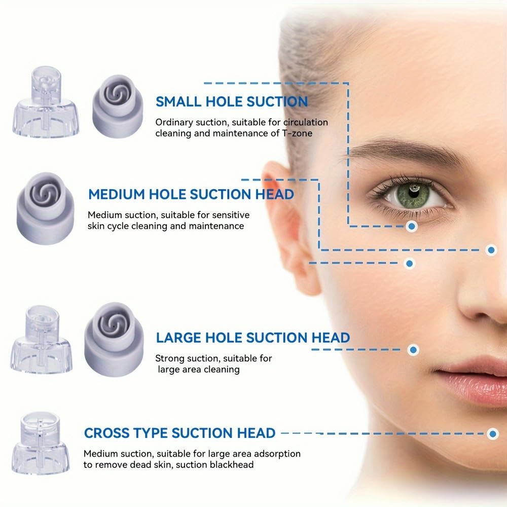 NYSDM 6 Testina Pore Cleaner Estrattore Elettrico Aspirazione Punti Neri Aspirapolvere Elettrico Acne Cleaner Punti Neri Aspirapolvere