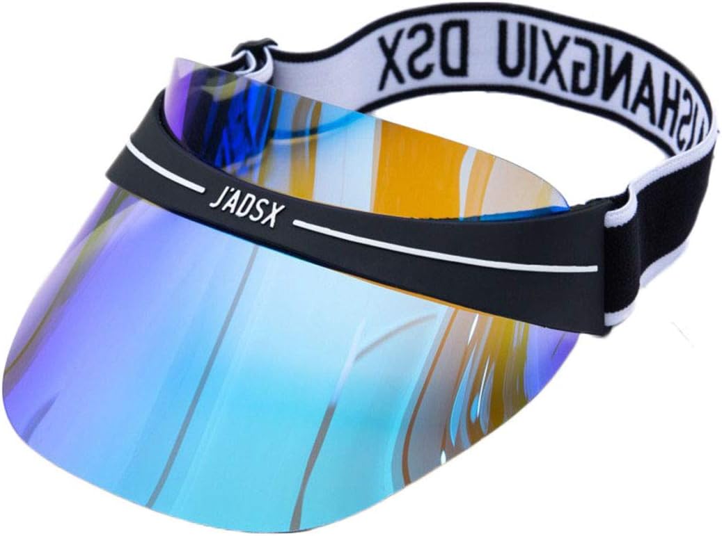 UV Protection Transparent Shield Visor Sun Hat Head Band Style Sunglasses Cap (Style 2-Blue, OneSize)