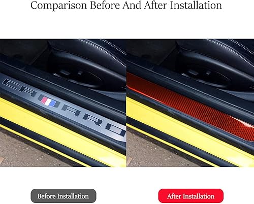 Miniatura 4 de YOFAMO Adhesivo protector de umbral de puerta de fibra de carbono para Chevrolet Camaro 2016 2017 2018 2019 2020 Accesorios de decoración (2