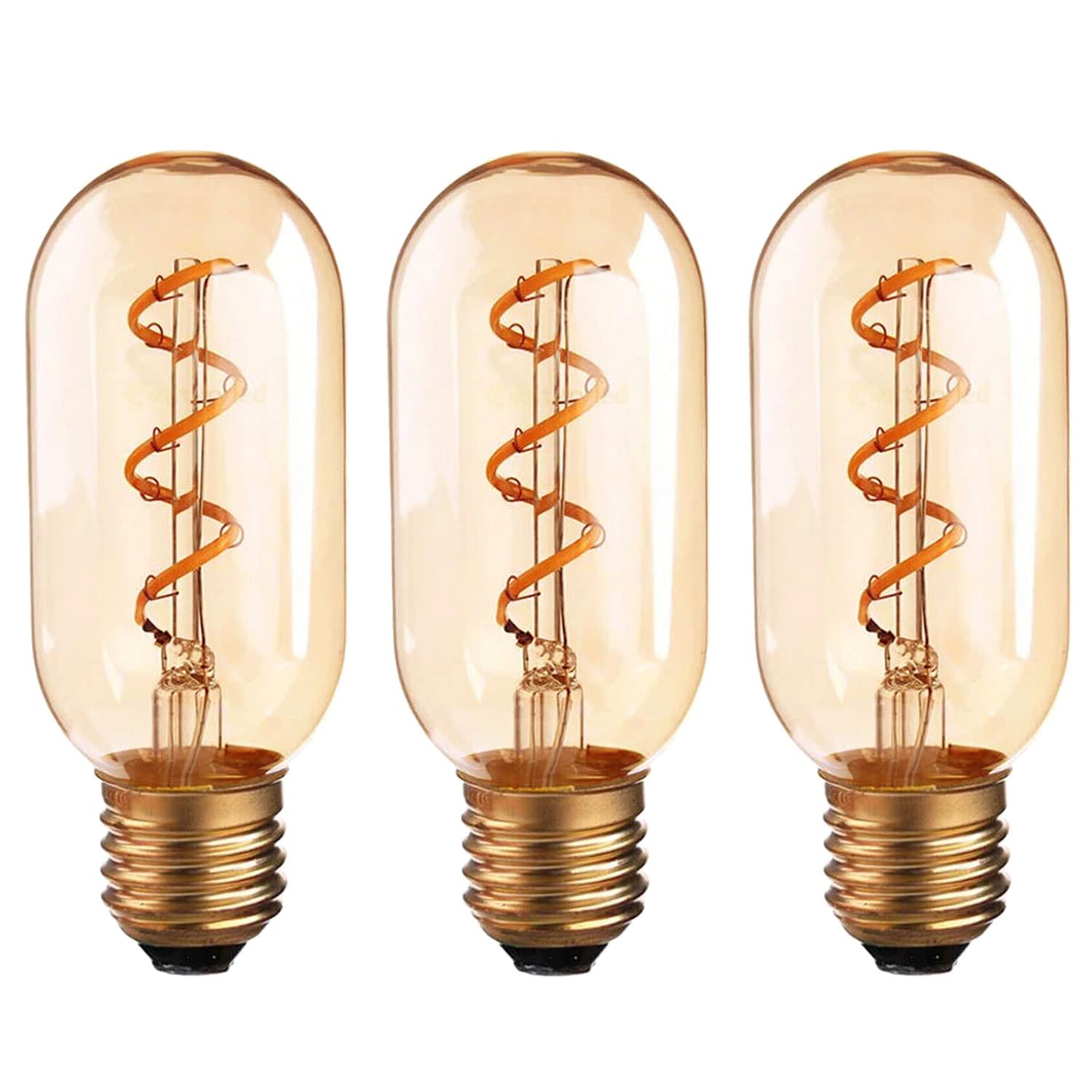 LEDSone 3 Pack of Antique Style 4w Edison E27 T45 Spiral LED Bulb Filament Glass Retro Warm White Indoor Decoration Lamp for Bar Cafe Bedroom Living Room