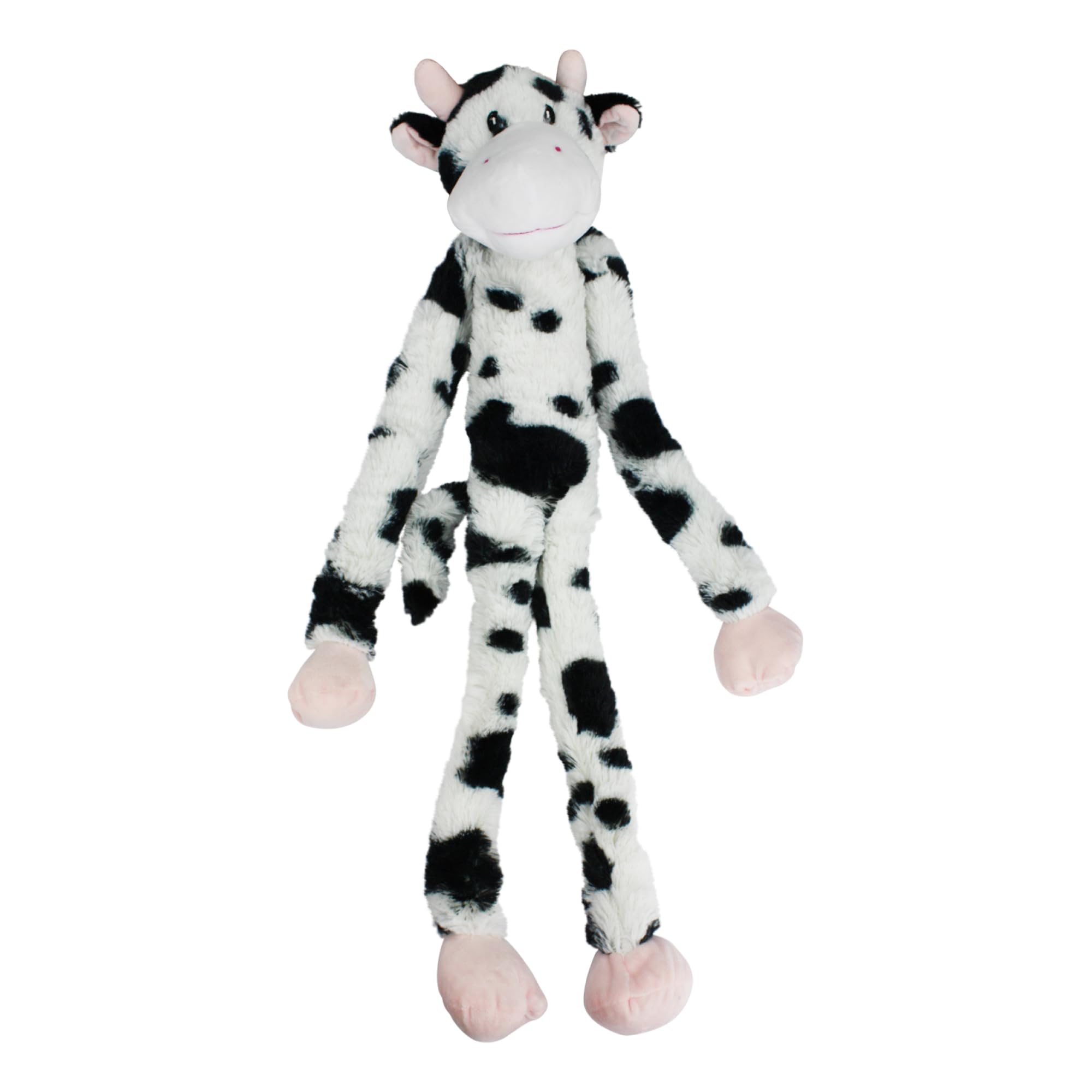 MULTIPET Swingin' Slevin Spotted Cow Plush Dog Toy Soft Fun Squeaky Interactive Chewing Playing Fetch Tugging Stuffed Animal for Large Breeds 27"