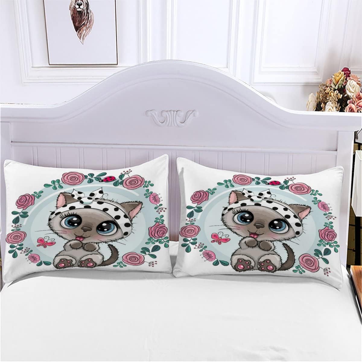 Bedding Duvet Cover 3D Cute Kitten 3 Pieces Beautiful Printed Multi Designs Duvet Quilt Cover Complete Bedding Sets（55"X78"）