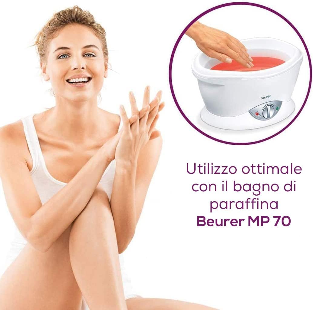 Beurer Set di Ricambi di Paraffina per MP 70 | 2 x 450 g di cera di paraffina | 30 rivestimenti in plastica | Deliziosa cera profumata all'arancia | per una pelle morbida su mani, piedi e gomiti