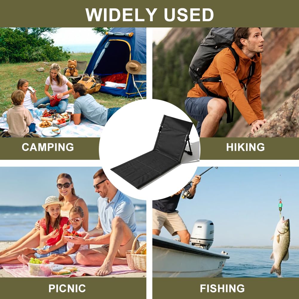 Tappetino da spiaggia con schienale, pieghevole da 1 cm, imbottito, con custodia, ideale per spiaggia, giardino, campeggio, picnic, 108 x 40 x 41 cm