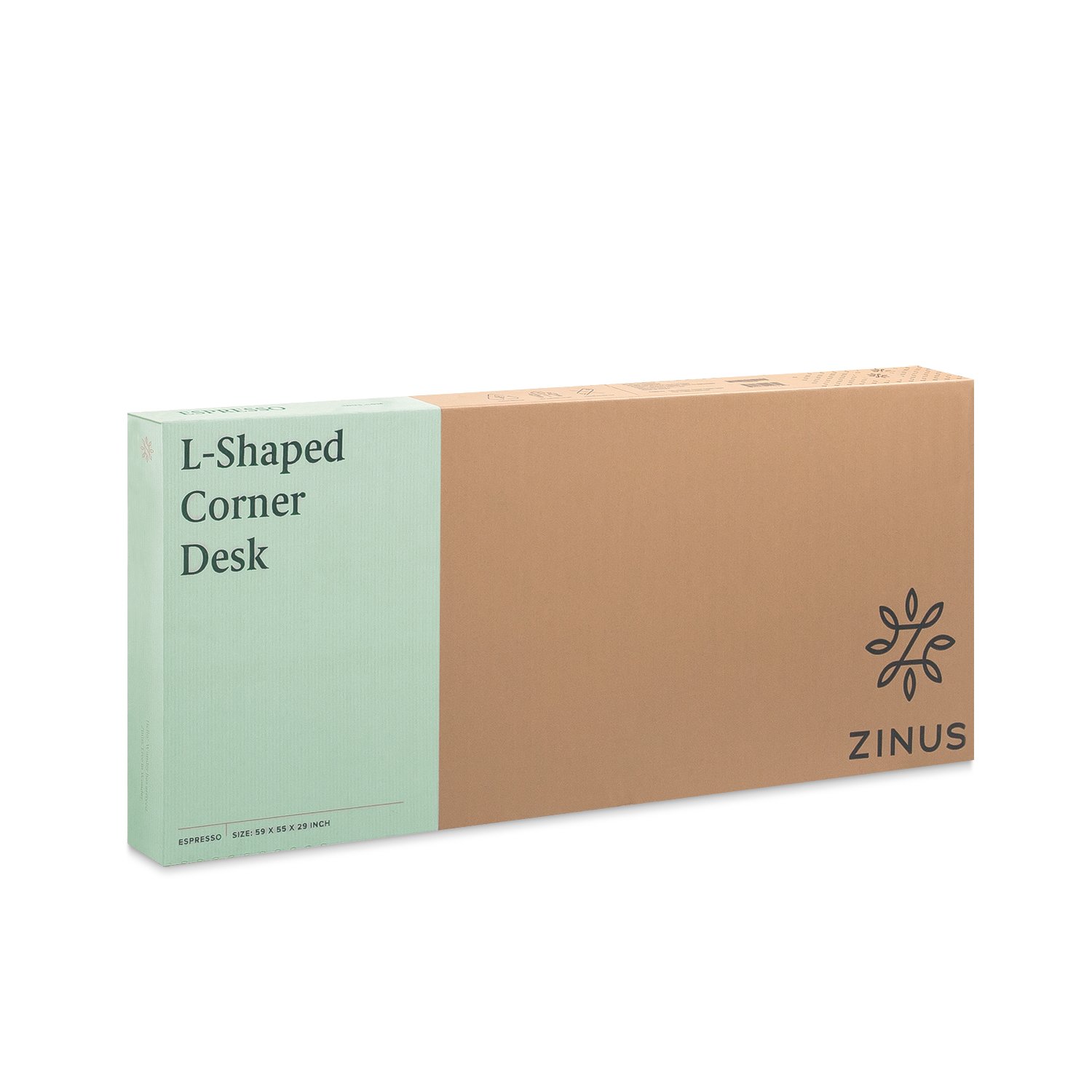 ZINUS Dominic 59 Inch Black Metal Corner Desk with Storage Drawer / L