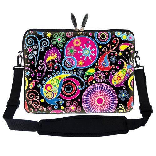 Meffort Inc® 15 15.6 inch Neoprene Laptop Sleeve Bag Carrying Case with Hidden Handle and Adjustable Shoulder Strap - Arts Design