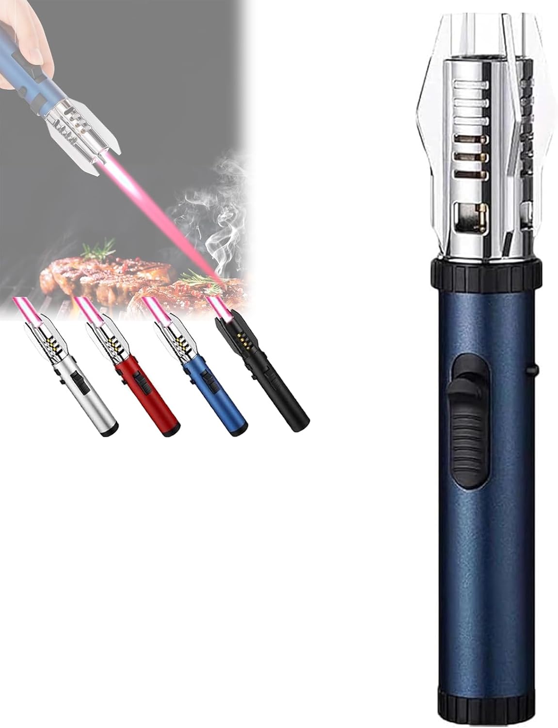 Blazara Lighter – Winddichtes Jet-Feuerzeug Mit Gerader Flamme, Nachfüllbar, Einstellbare Flamme, Sicherheitssperre, Für Camping, Küche & Kerzen (Schwarz)