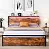 Queen Size Bed Frame with 2 Drawers Storage