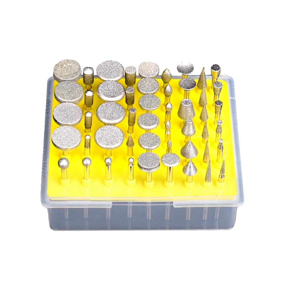 50PCS Drilling Bits Diamond Coated Grinding Head Mixed Set Grinding Burrs Set Carving Grinder for Rotary Tool 1/8