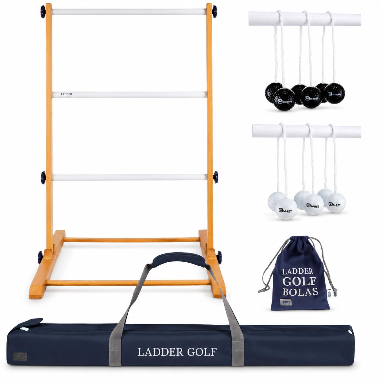 Ubergames Nouveau 2024 amélioré jeu de golf échelle Kit professionnel de véritables balles de golf en bois massif solide et stable (noir/blanc)