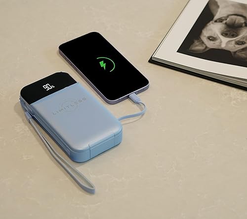 Miniatura 4 de Limitless Innovations Ultimate Pro - Banco de energía portátil de 15,000 mAh con enchufe de pared, pantalla digital, cables integrados y carga Azul