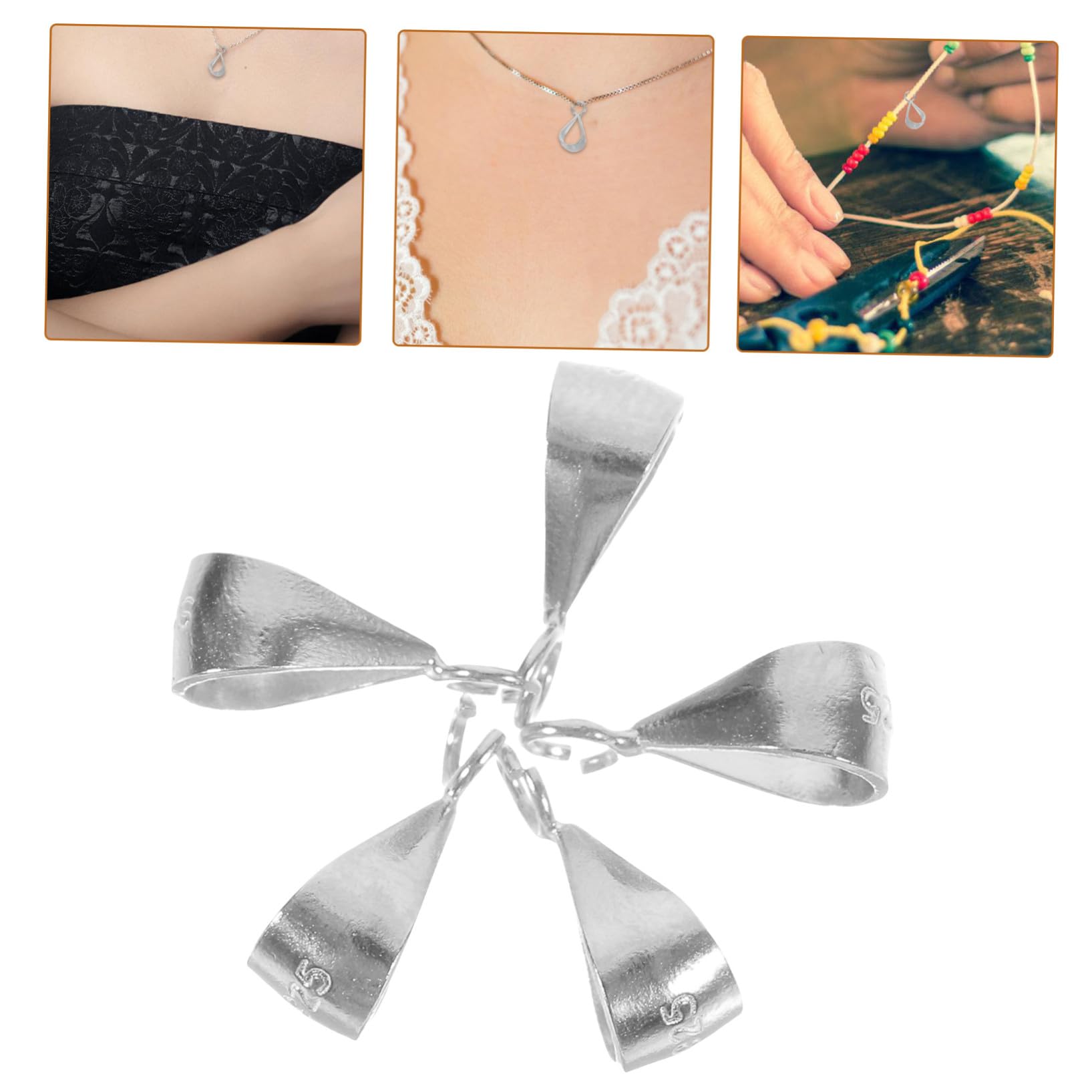 5 Pezzi Chiusure a Ciondolo in Argento 925 S925, Connettori per Creazione Gioielli Fai da Te, Fermagli per Collane Multipurpose per Artigiani e Appassionati di Bigiotteria