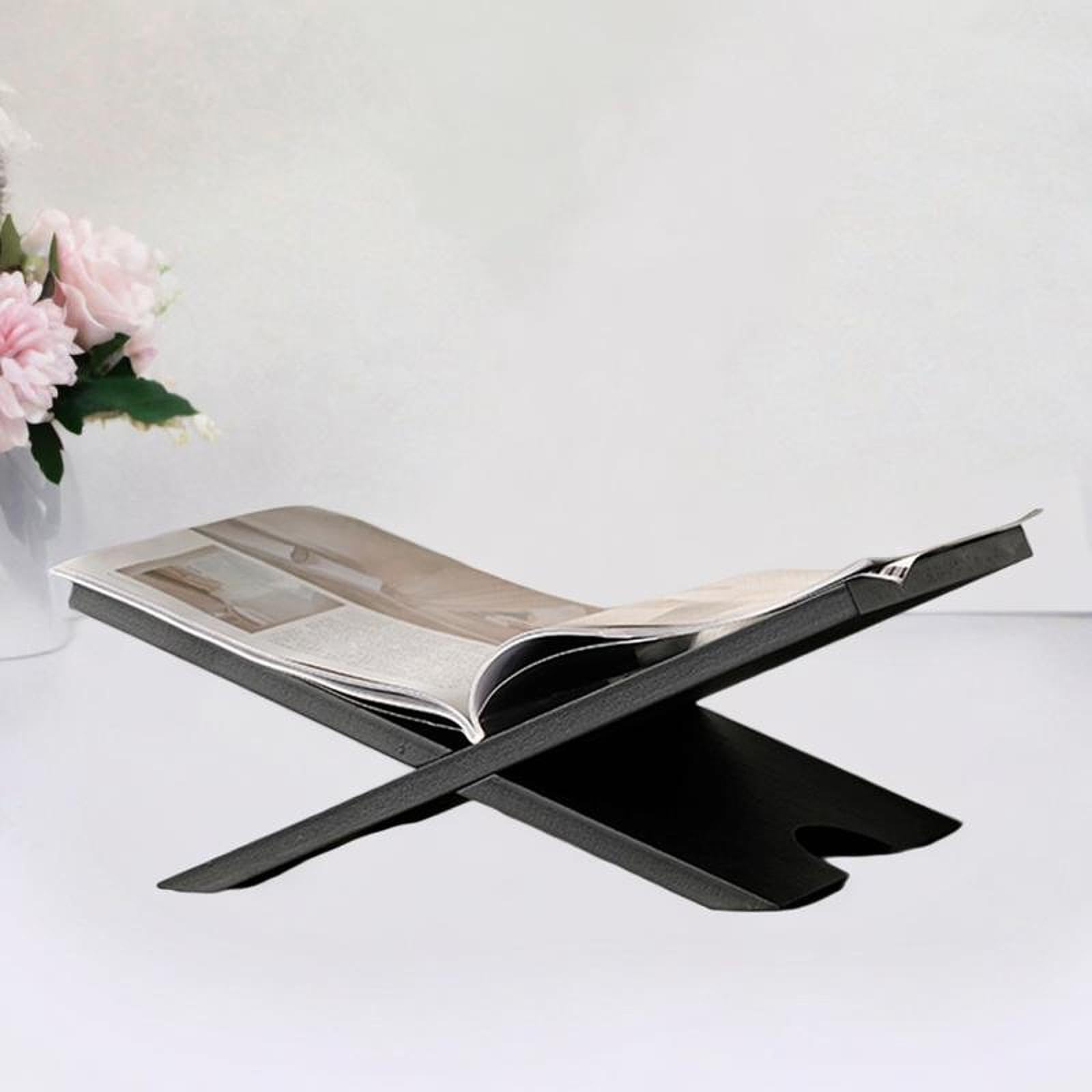 Wood Book Stand Recipe Holder - X Shaped Display Stand for Cookbooks, Textbooks, Photos - Home, Office, Kitchen Decor (15.75 x 12.20 x 5.91 inch)