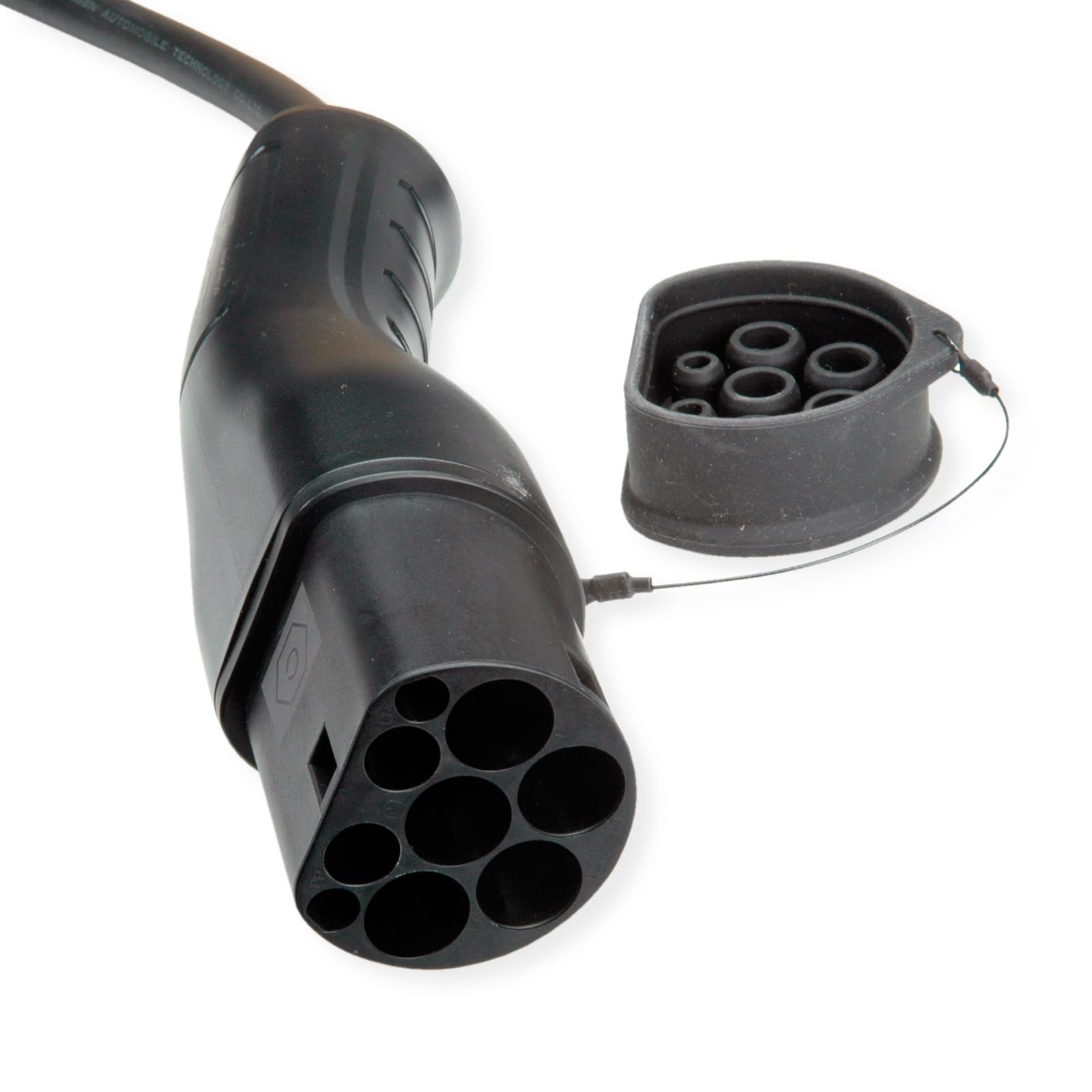 ROLINE Câble de Recharge Voiture électrique type2, monophasé, 250VAC (1P+N+E), 32 A, 7,4 KW, câble spiralé, 3 m