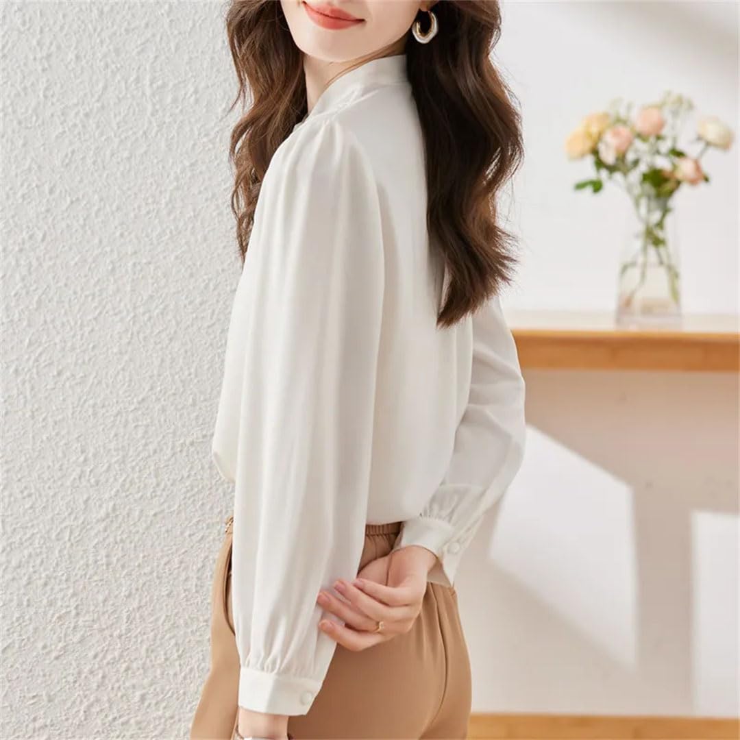 Blusa elegante para mujer, estilo occidental, cuello alto, diseño holgado para camisa