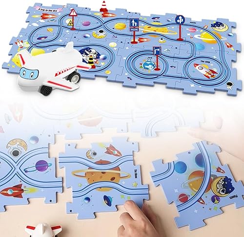 Carrito eléctrico de ensamblaje de bricolaje, juego de pista de rompecabezas mejorado con vehículos, juguetes educativos para niños, juguetes de