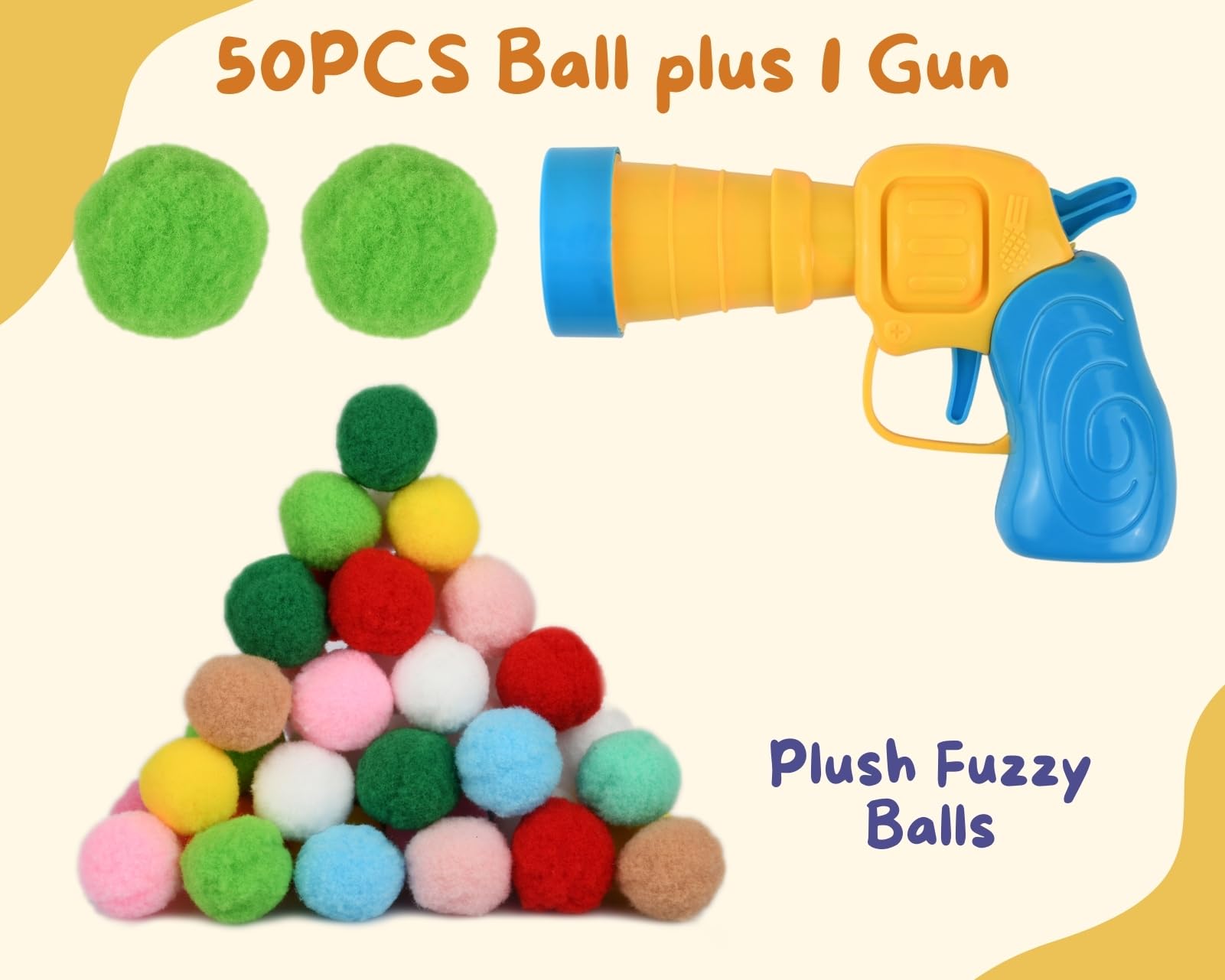 ds. distinctive style Cat Balls Toy Gun, Launchers Set including 50 Pom Pom Balls With Shovel & 2 Ball Shooters - Image 3