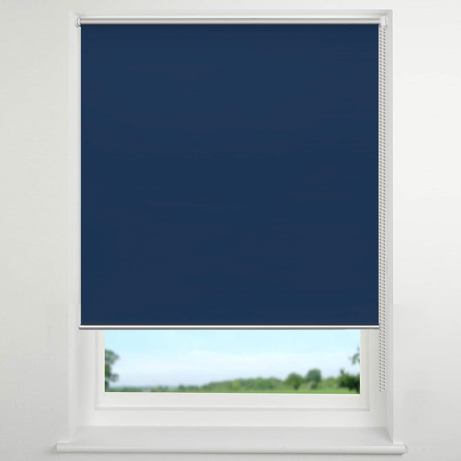 Store Enrouleur Occultant sans Perçage 30 x 160 cm Protection Solaire Rideau Occultant Stores Intérieurs avec Cordon latéral Accessoires Inclus pour Chambre Salon Cuisine Bureau, Bleu Foncé