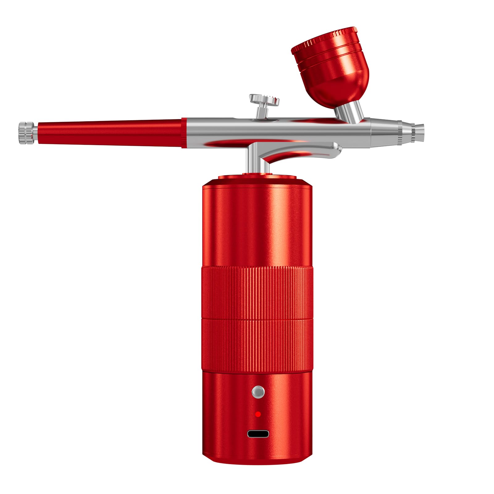 Kit de aerógrafo portátil con compresor de aire, aerógrafo para uñas, compresor de aerógrafo, máquina de aerógrafo de alta presión, mini cepillo de aire de mano (rojo)