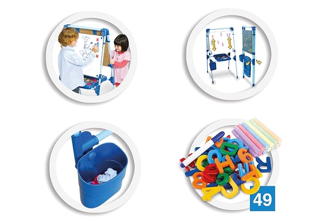 Foto 3 de 6 de Chicos - Pizarra Infantil 2 en 1: Magnética y de Tiza, incluye un Rotulador, Tizas de Colores e Imanes…