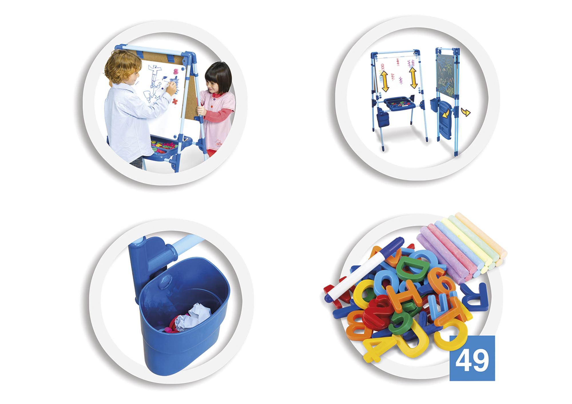 Chicos - Tableau Enfant 2 en 1 avec Chevalet | Magnétique et Ardoise | Tableau Enfants 3 Ans | Tableau sur Pied Enfant avec Lettres et Chiffres | Accessoires (52112)