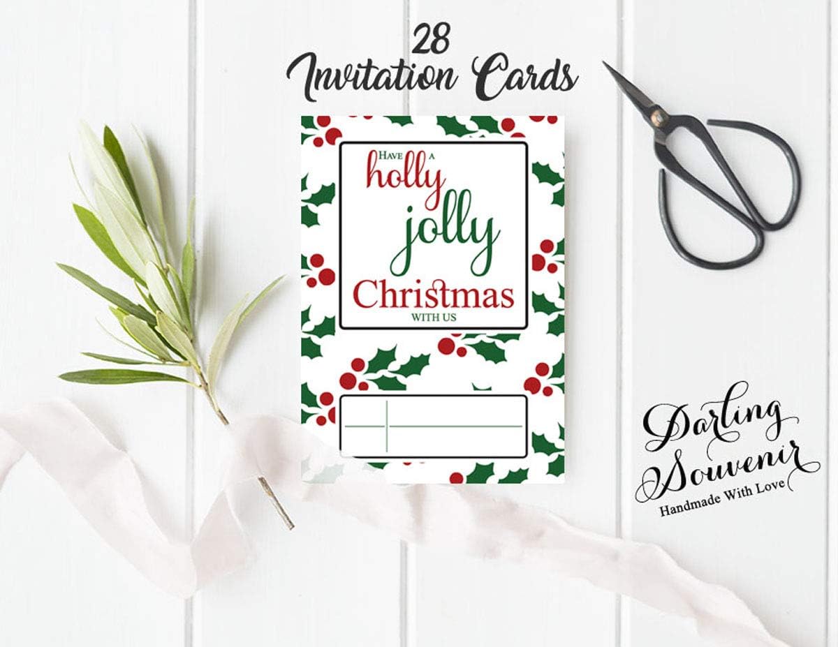 Darling Souvenir Multicolor Christmas Invitation Card Printable Fill or Write In Blank Invites Party Supplies Pack Of 28 - Image 4