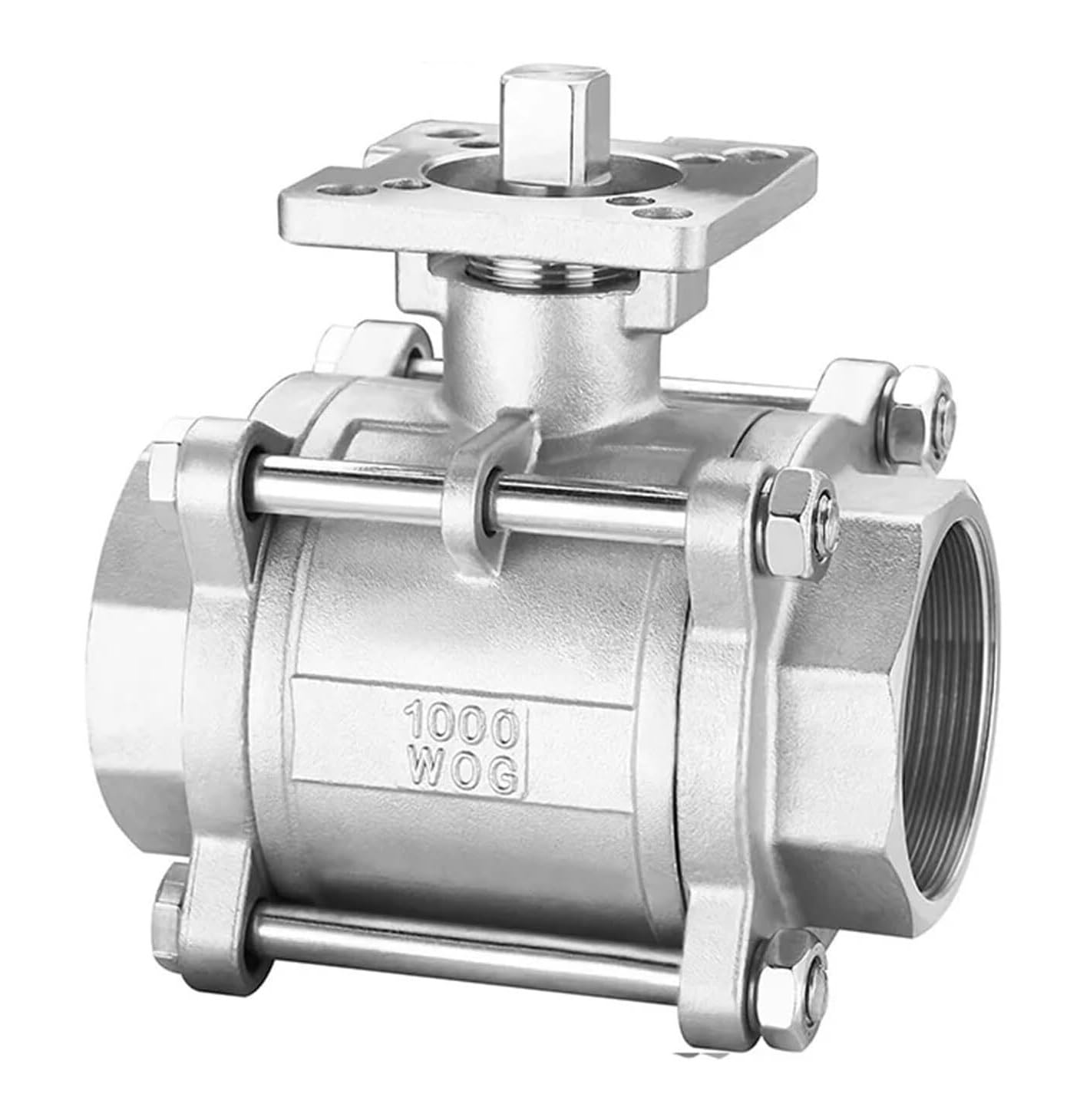 304 Stainless Steel High Platform Three Piece Ball Valve-Female Thread, DN8-DN25, Standard Globe Valve for Water, Oil,1pcs
