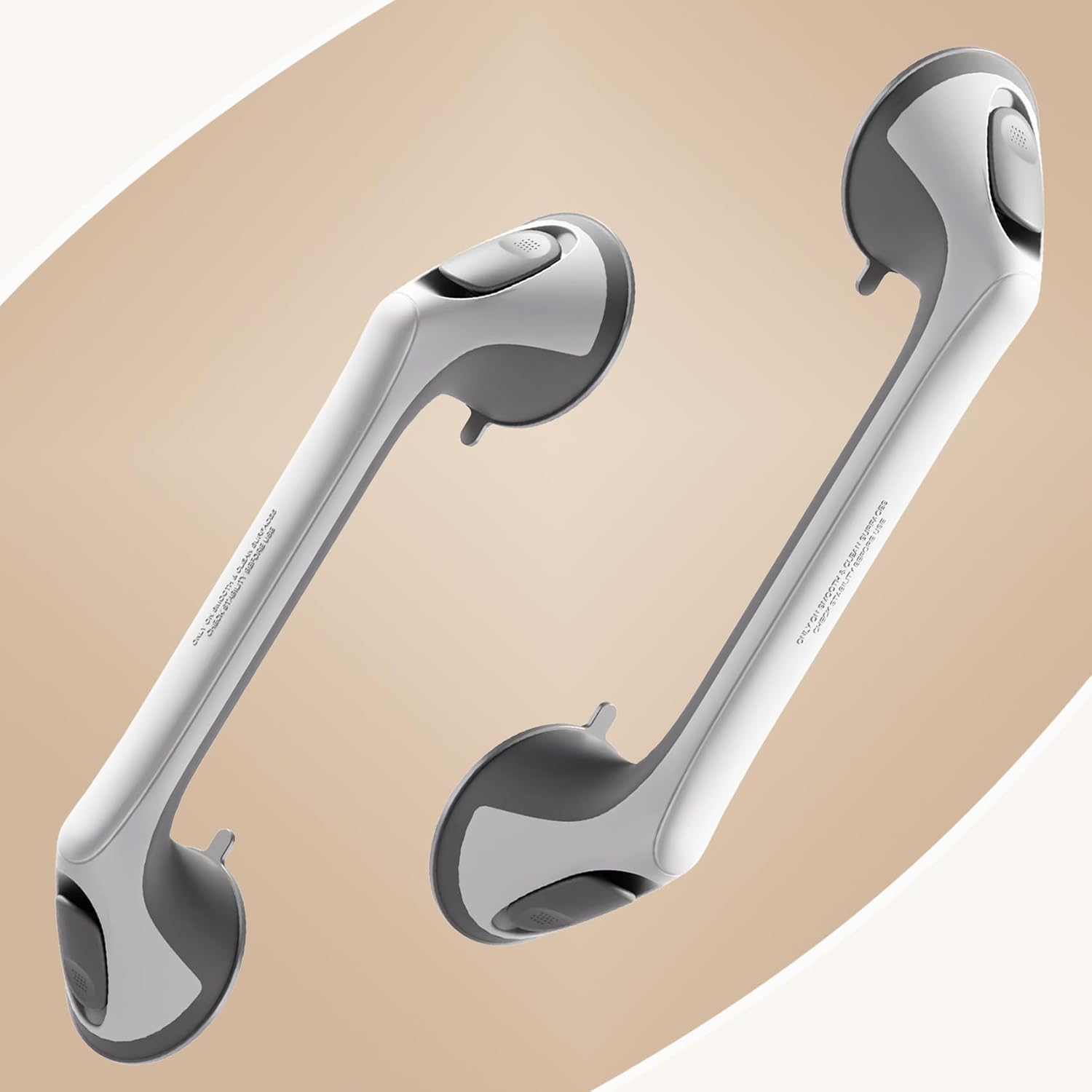 2 Pack 16 Inch Grab Bars for Bathtubs and Showers for Seniors, Heavy Duty Shower Handle for Elderly, Suction Cup Removable Handrails Handicap Bath Grip Bathroom Safety Grips (Gray 16? Gray