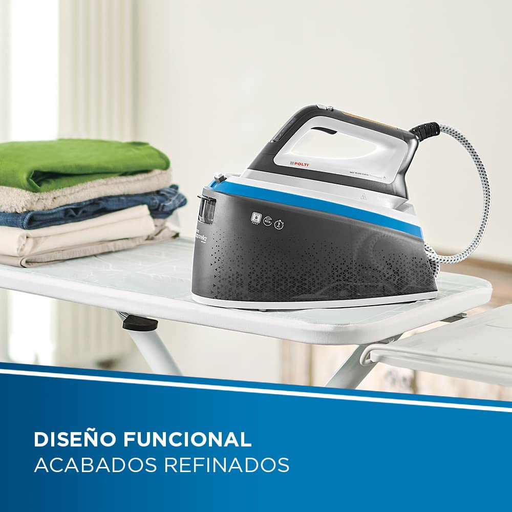 Polti Vaporella Instant VI50.40, Plancha Generadora de Vapor, Tecnología de Vapor Instantáneo Patentada, Potencia Máxima 2200 W, Capacidad 2 L, 4 Programas de Planchado, Función Eco, Gris y Azul