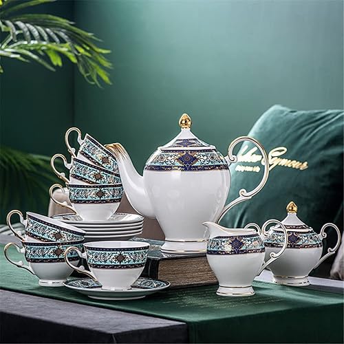 Miniatura 2 de TREXD Palace Style - Juego de taza de café y platillo de porcelana de hueso juego de té europeo taza de té británica por la tarde color  E